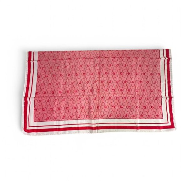 Christian Dior Square Silk Scarf in House Motif Red and White - Picture 3 of 6